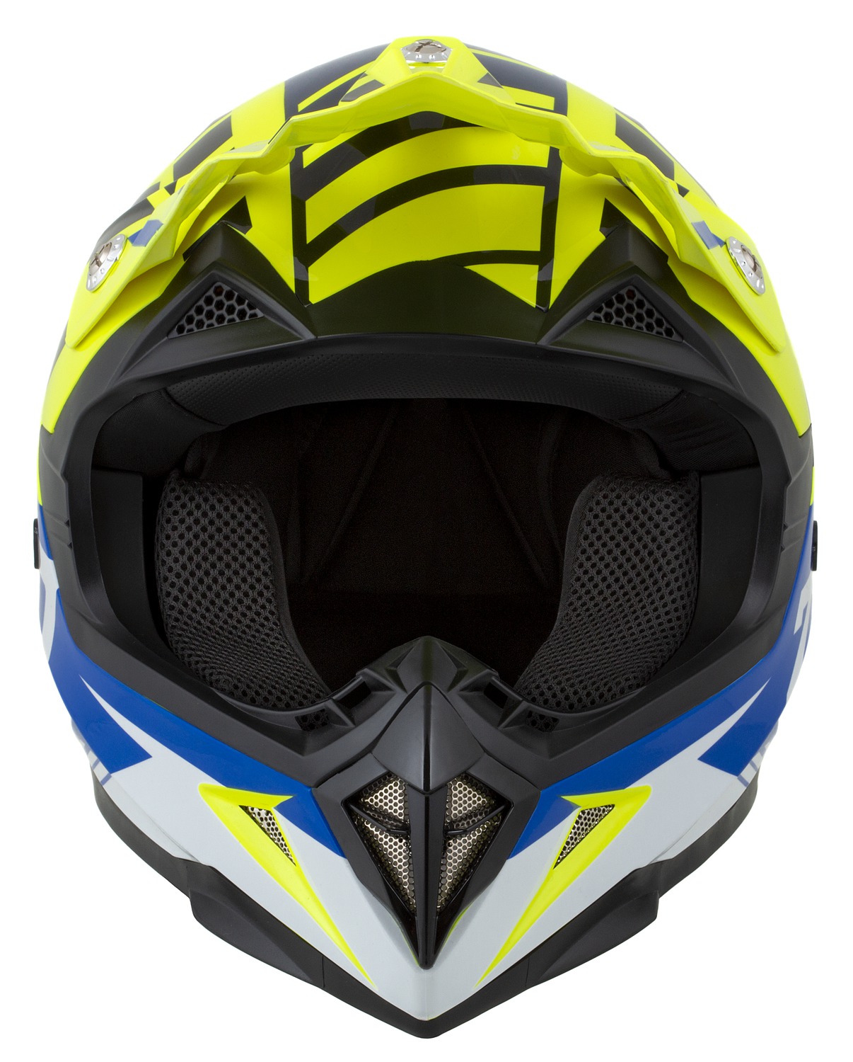 ZED Pánská moto přilba X1.9D TARGO žlutá fluo modrá černá bílá