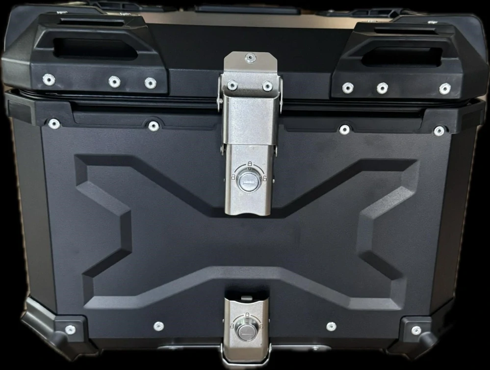 Kufr hliníkový DB TopCase 45L X-design černý + plotna + opěrka + síťka na zavazadla zdarma