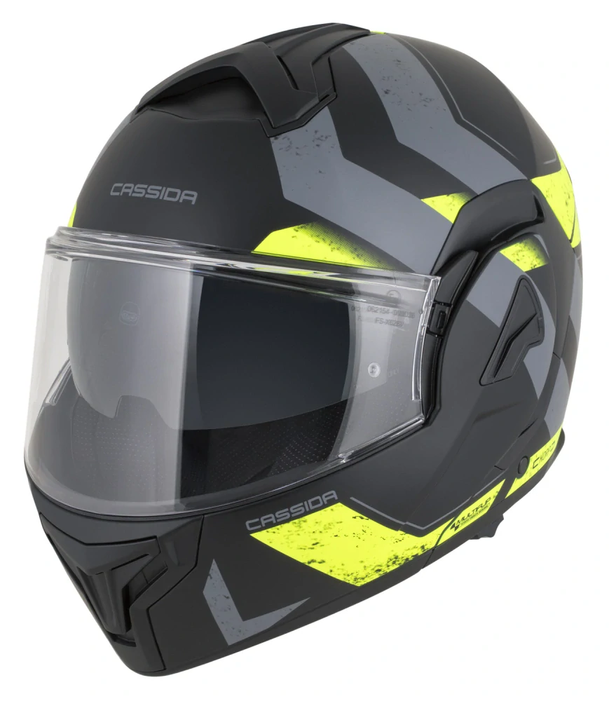 CASSIDA překlopná přilba MultiFlip Korp černá matná/žlutá fluo/šedá 2026