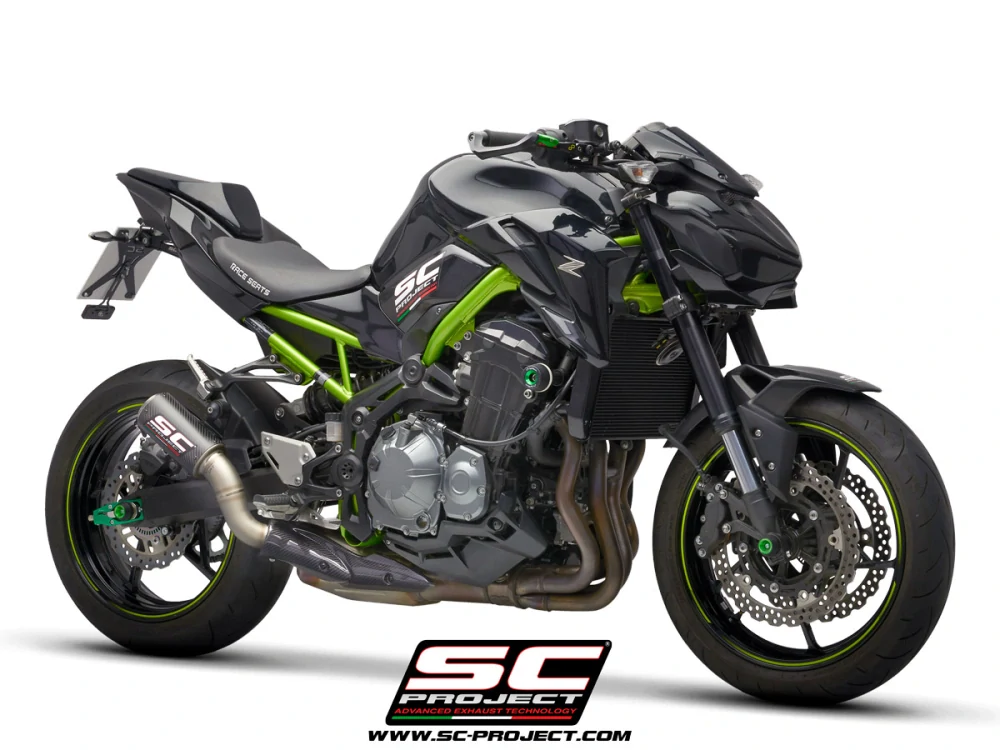 SC-PROJECT KAWASAKI Z900 A2 (2017-2020)Výfuk z uhlíkových vláken CR-T s mřížkou proti kamenům