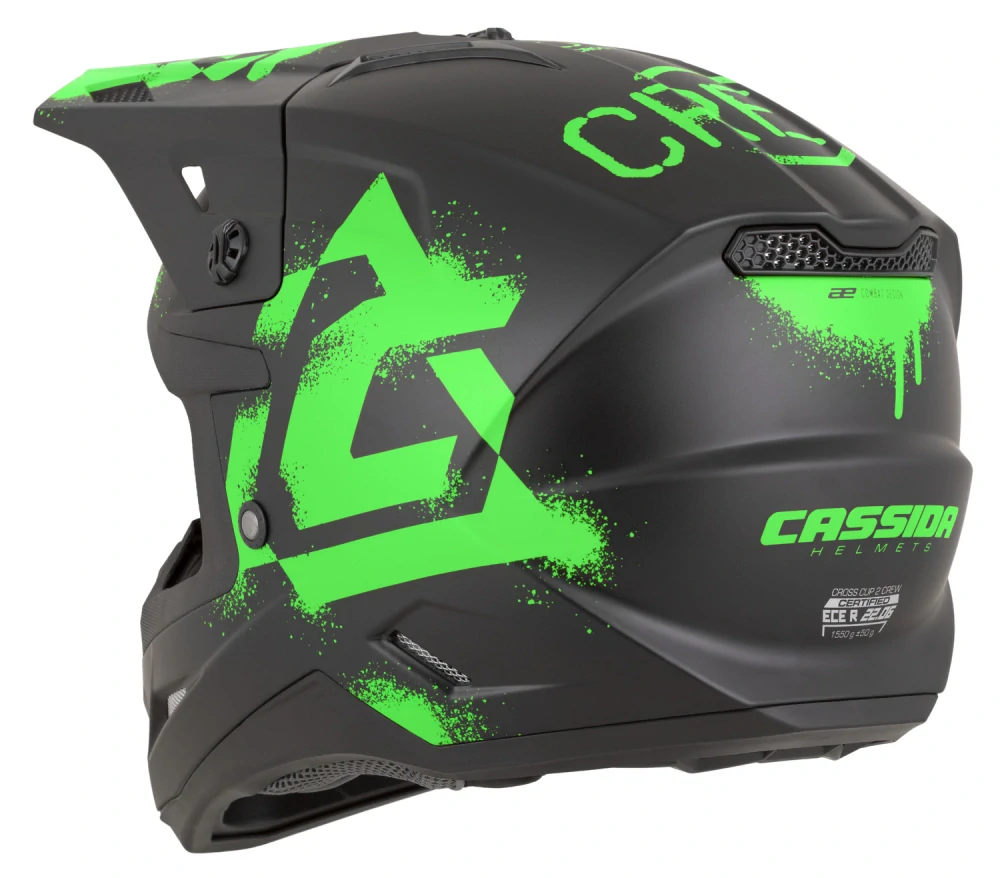 CASSIDA Motokrosová přilba Cross Cup 2 Crew černá matná zelená fluo