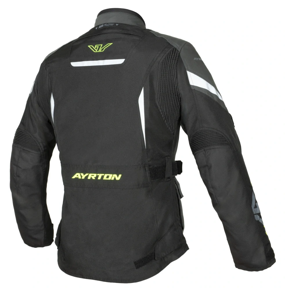 AYRTON Dámská moto bunda Teressa II Černá/šedá/žlutá/fluo