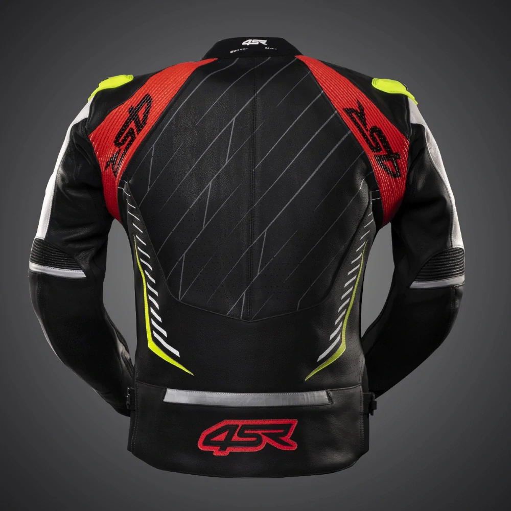 4SR Pánská kožená moto bunda Club Sport AR neon