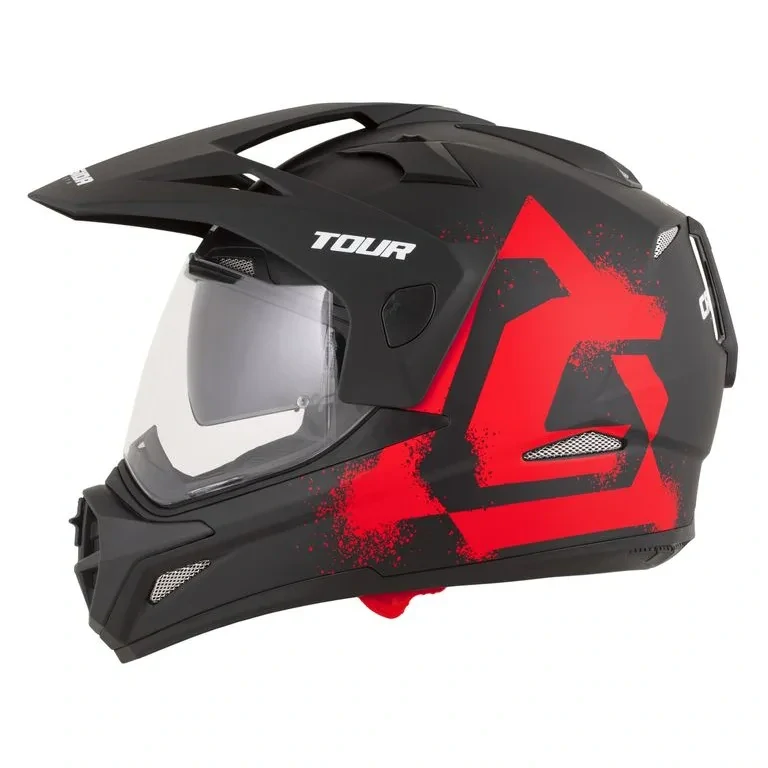 CASSIDA Enduro moto přilba Tour 2.0 CREW (černá matná/červená) plexi s přípravou pro Pinlock