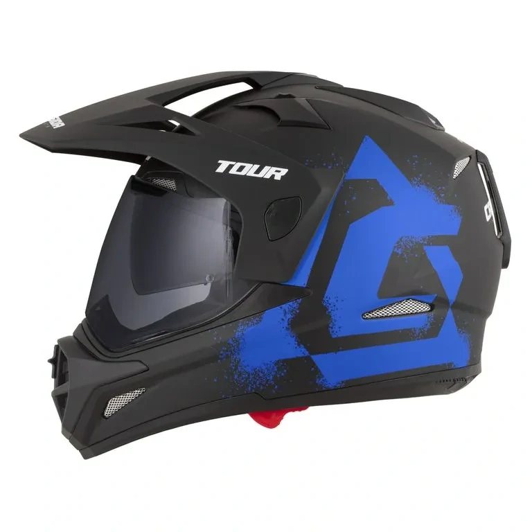 CASSIDA Enduro moto přilba Tour 2.0 CREW (černá matná/modrá) plexi s přípravou pro Pinlock