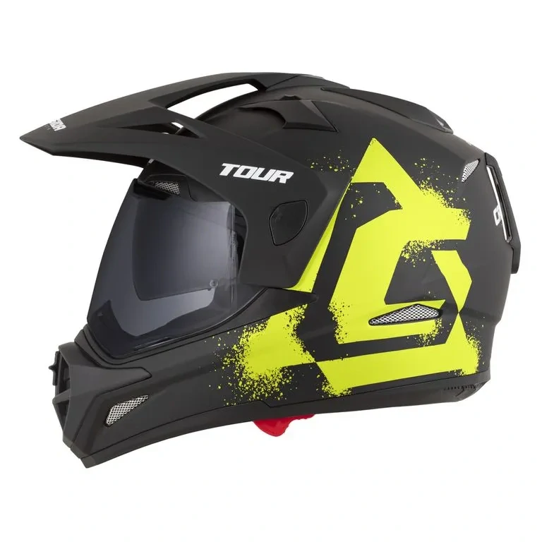 CASSIDA Enduro moto přilba Tour 2.0 CREW (černá matná/žlutá) plexi s přípravou pro Pinlock