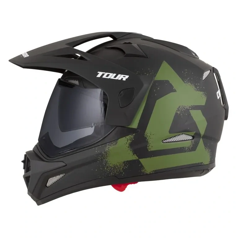 CASSIDA Enduro moto přilba Tour 2.0 CREW (černá matná/zelená) plexi s přípravou pro Pinlock