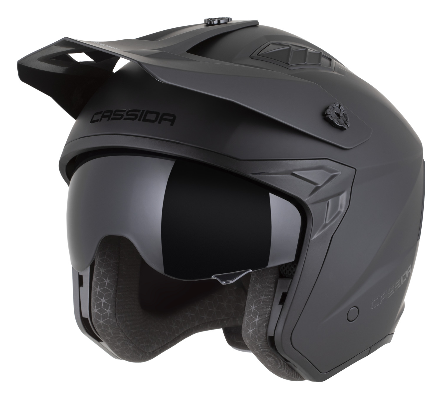 CASSIDA Moto helma CROSS COUNTRY Solid černá matná s odnímatelnou čelistí