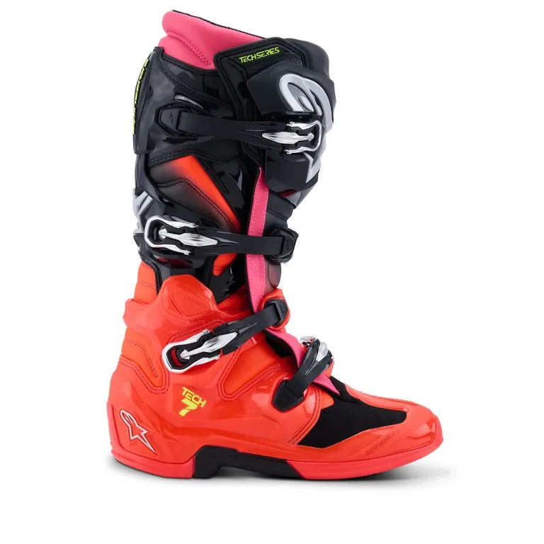 ALPINESTARS motokrosové boty TECH 7 černá/červená fluo/růžová fluo