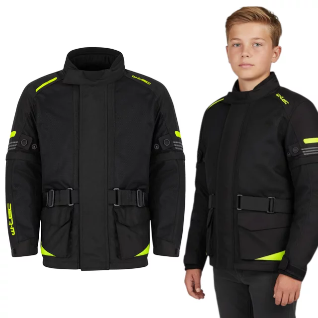  W-TEC dětská rostoucí letní moto bunda PINAPOCO černá/fluo