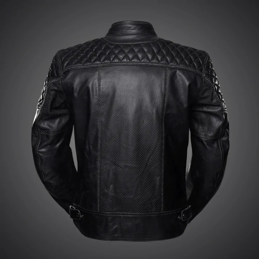 4SR Pánská kožená moto bunda Scrambler Petroleum