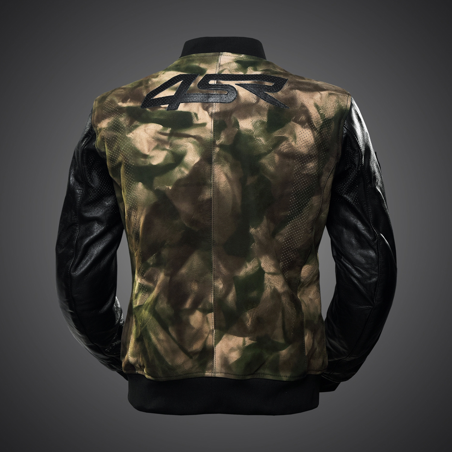 4SR Pánská koženo textilní moto bunda Bomber Camo 
