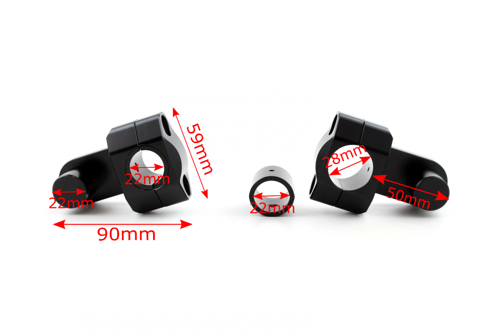 Zvýšení řídítek ADVENTURE 50mm řidítka 22/22 mm a 22/28,6 mm černé