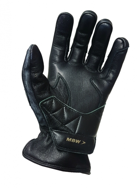 MBW Pánské kožené moto rukavice Denim modré