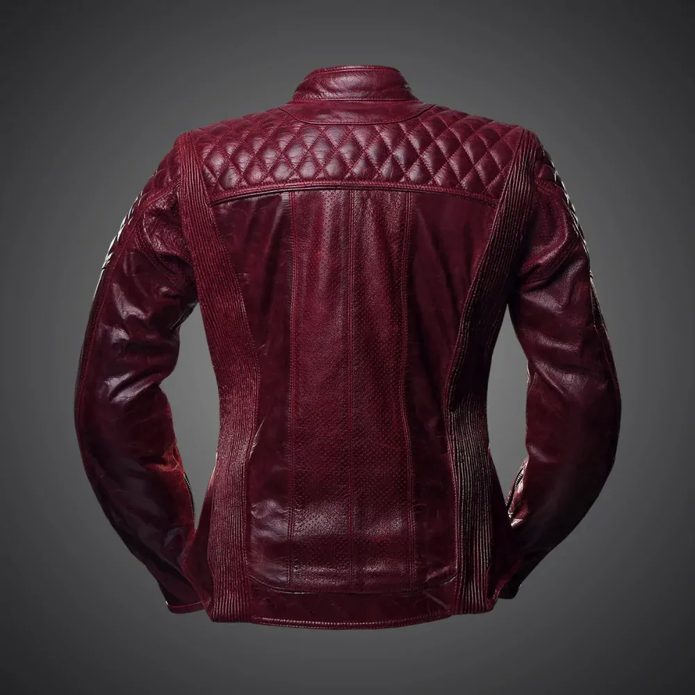 4SR Dámská kožená moto bunda Scrambler Lady Wine