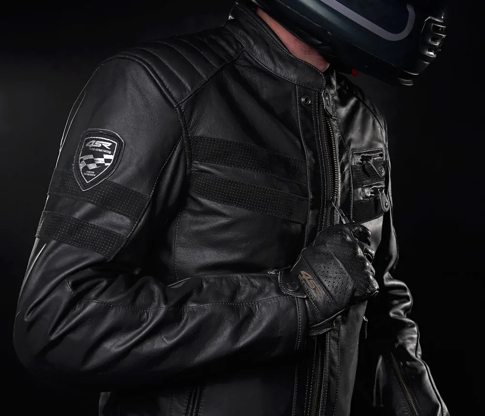 4SR Pánská kožená moto bunda Cool EVO black