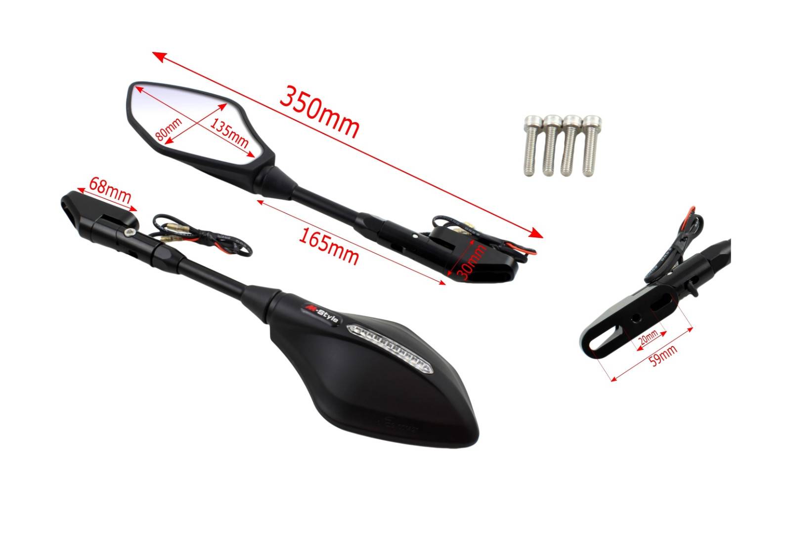 Zpětná zrcátka M-Style Optic Supersport s LED blinkry