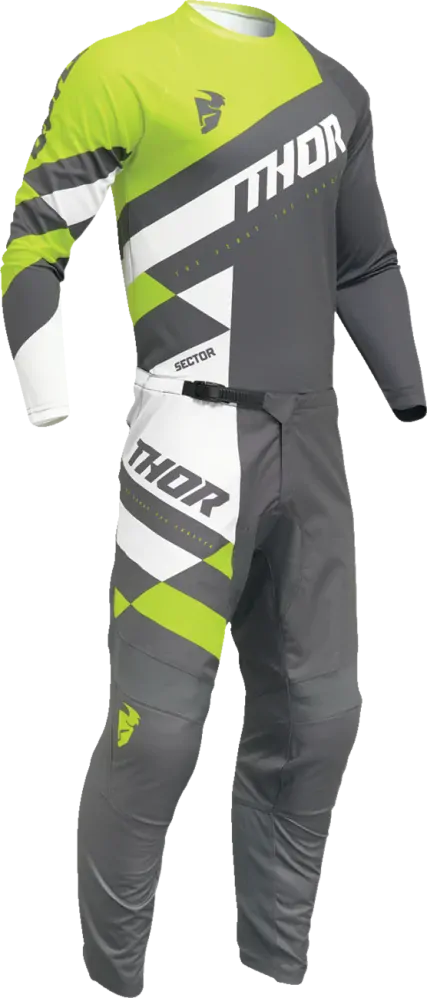 THOR dětský dres SECTOR CHECKER tm.šedá/žlutá