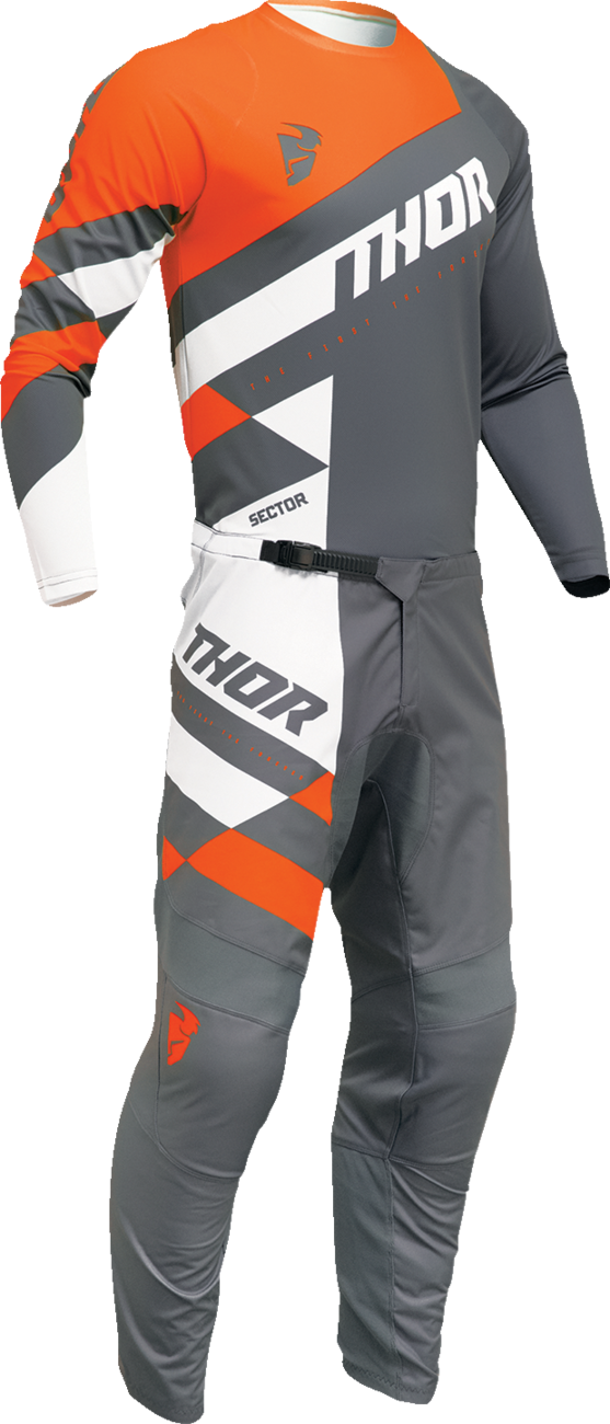 THOR dres SECTOR CHECKER tm.šedá/oranžová