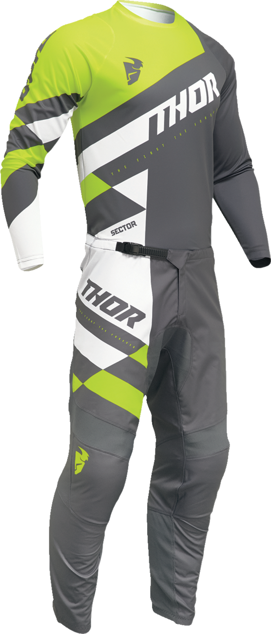 THOR dres SECTOR CHECKER tm.šedá/žlutá