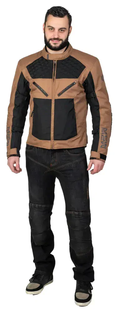 MBW Pánská textilní moto bunda ACE JACKET BLACK BROWN 