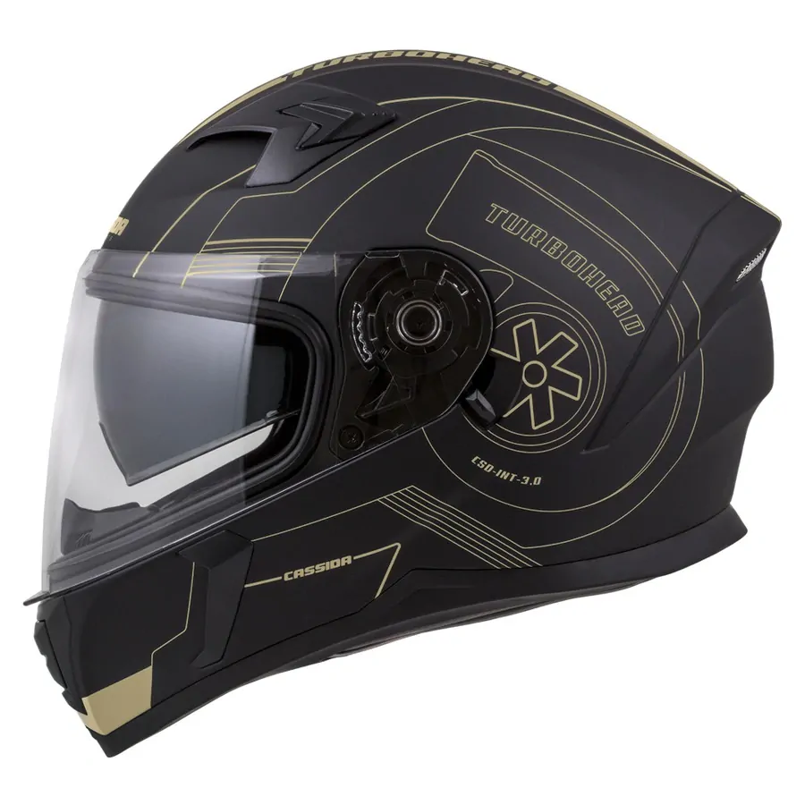 CASSIDA Integrální moto přilba  3.0 TURBOHEAD černá zlatá