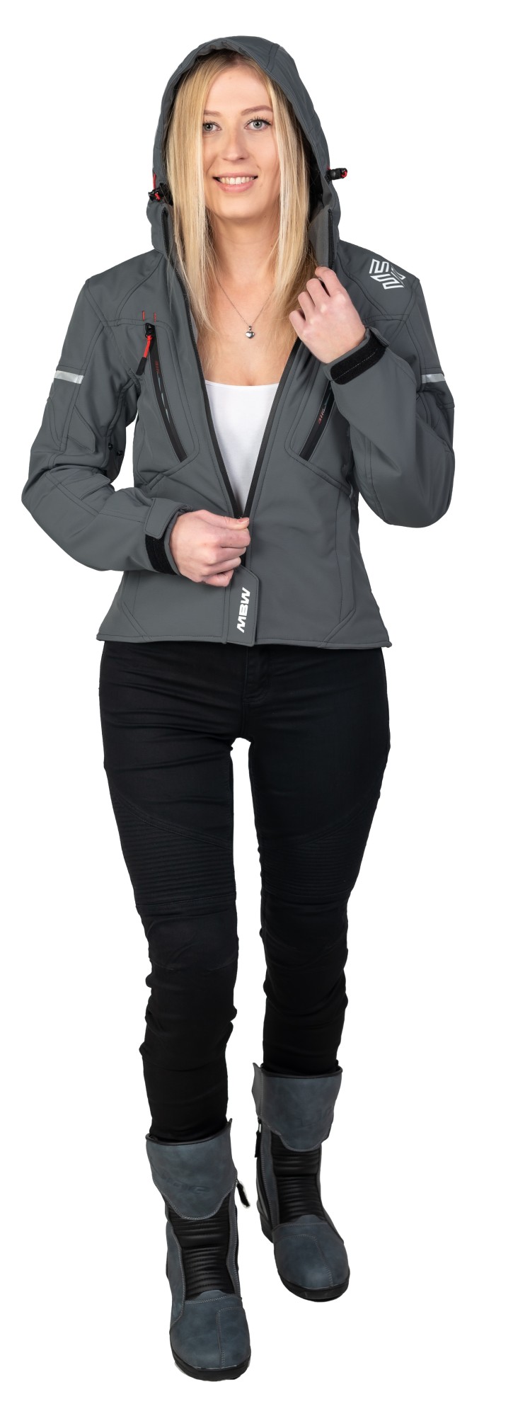 MBW Dámská softshell moto bunda HANA grey