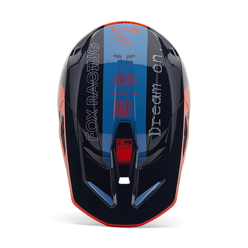 Přilba FOX motokrosová V1 Race Spec Helmet černá/fluo oranžová, světle modrá