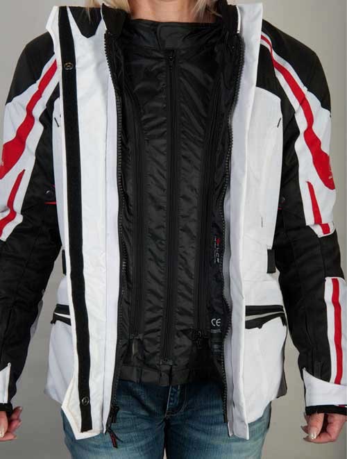 MBW Dámská textilní moto bunda NIKITA bílo červená