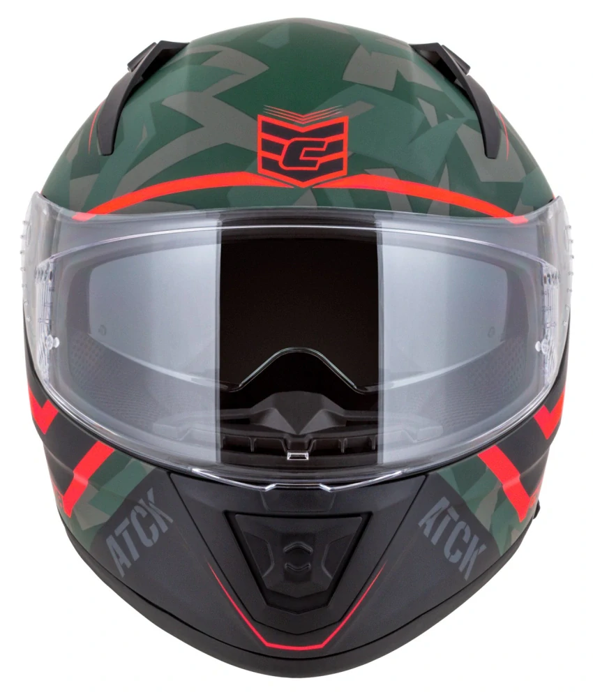 CASSIDA Integrální moto přilba Aero ATCK zelená camo černá šedá oranžová