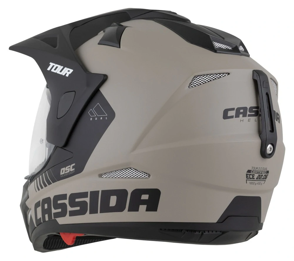 CASSIDA Enduro moto přilba Tour 2.0 Dual písková matná černá, plexi s přípravou pro Pinlock