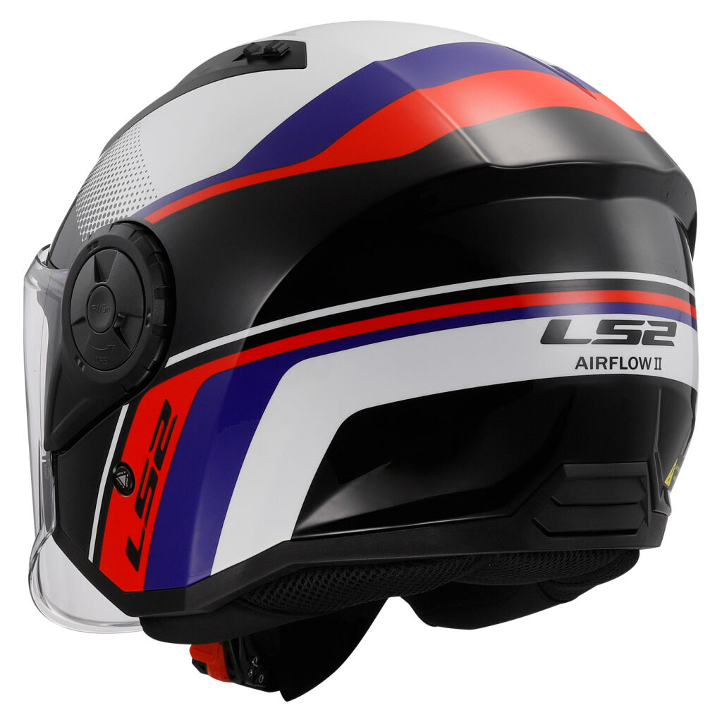 LS2 Otevřená moto přilba OF616 AIRFLOW II RUSH WHITE BLUE RED