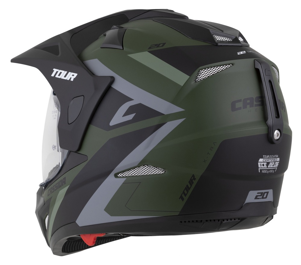 CASSIDA Enduro moto přilba  Tour 2.0 X-tra zelená matná šedá černá