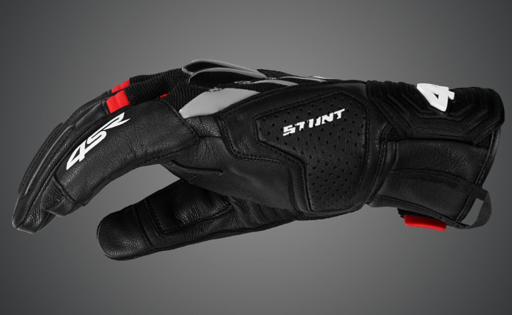 4SR Pánské koženo textilní moto rukavice Stunt Red