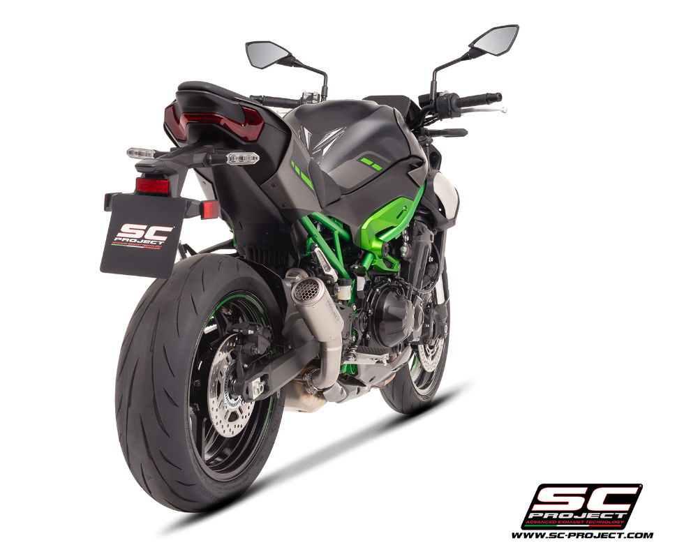 SC-PROJECT KAWASAKI Z900 2025- Titanový výfuk CR-T s mřížkou Stoneguard homologovaný 