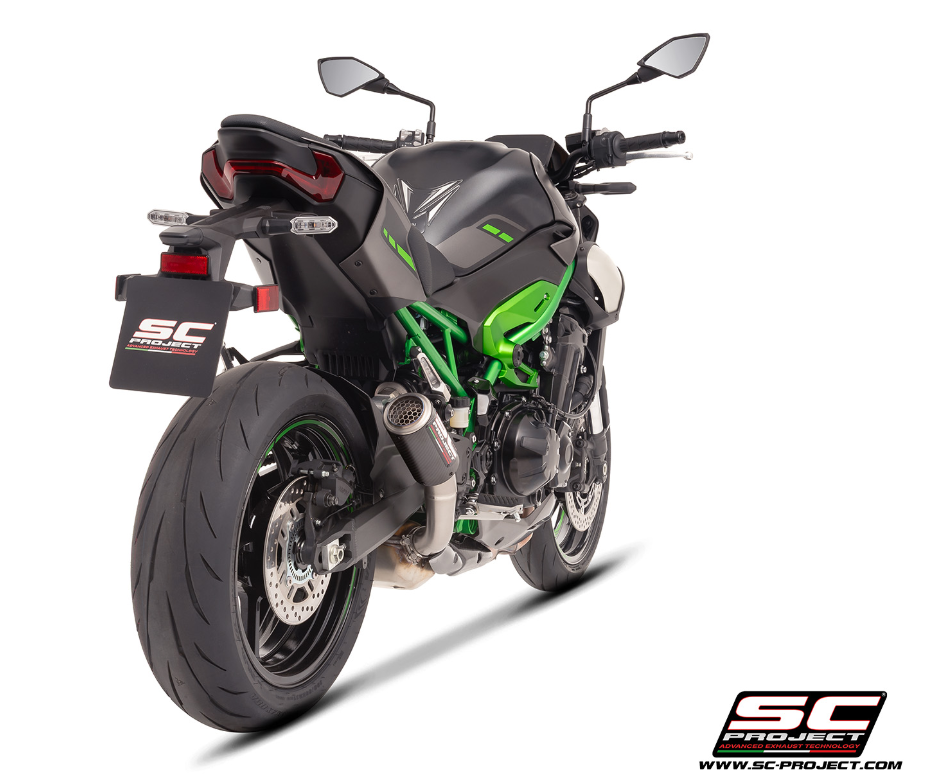 SC-PROJECT KAWASAKI Z900 2025- Karbonový výfuk CR-T s mřížkou Stoneguard homologovaný 