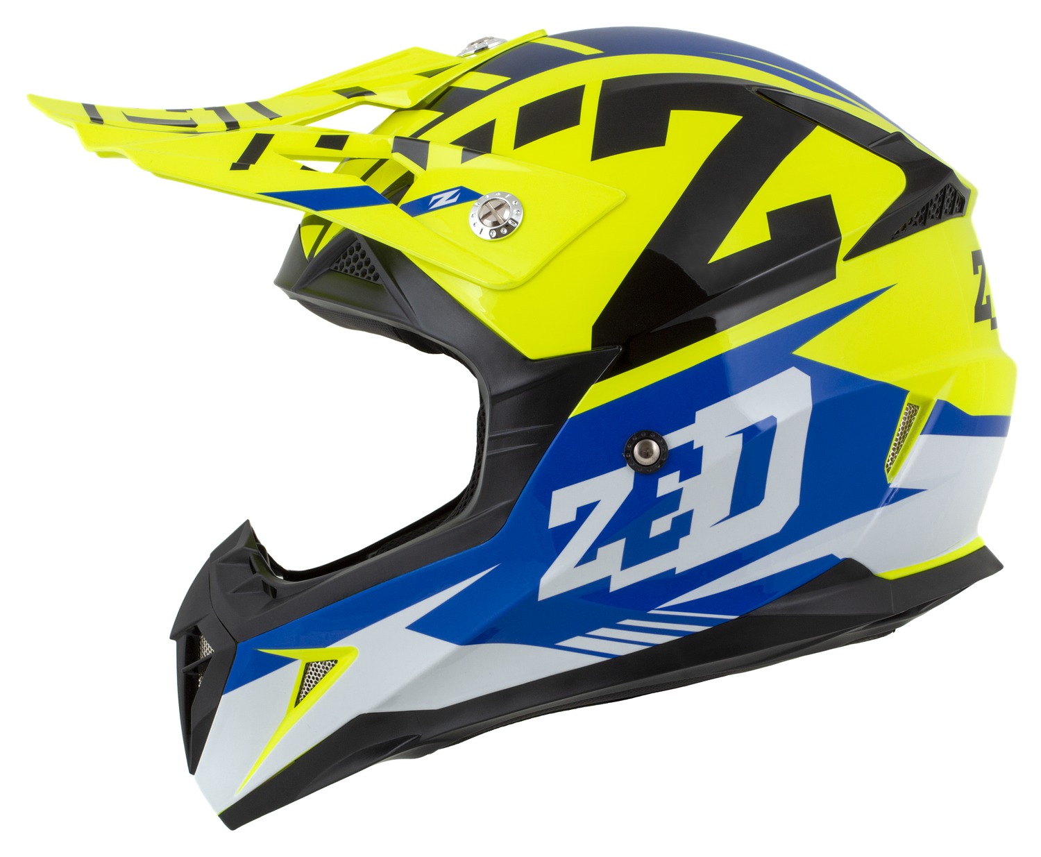 ZED Pánská moto přilba X1.9D TARGO žlutá fluo modrá černá bílá