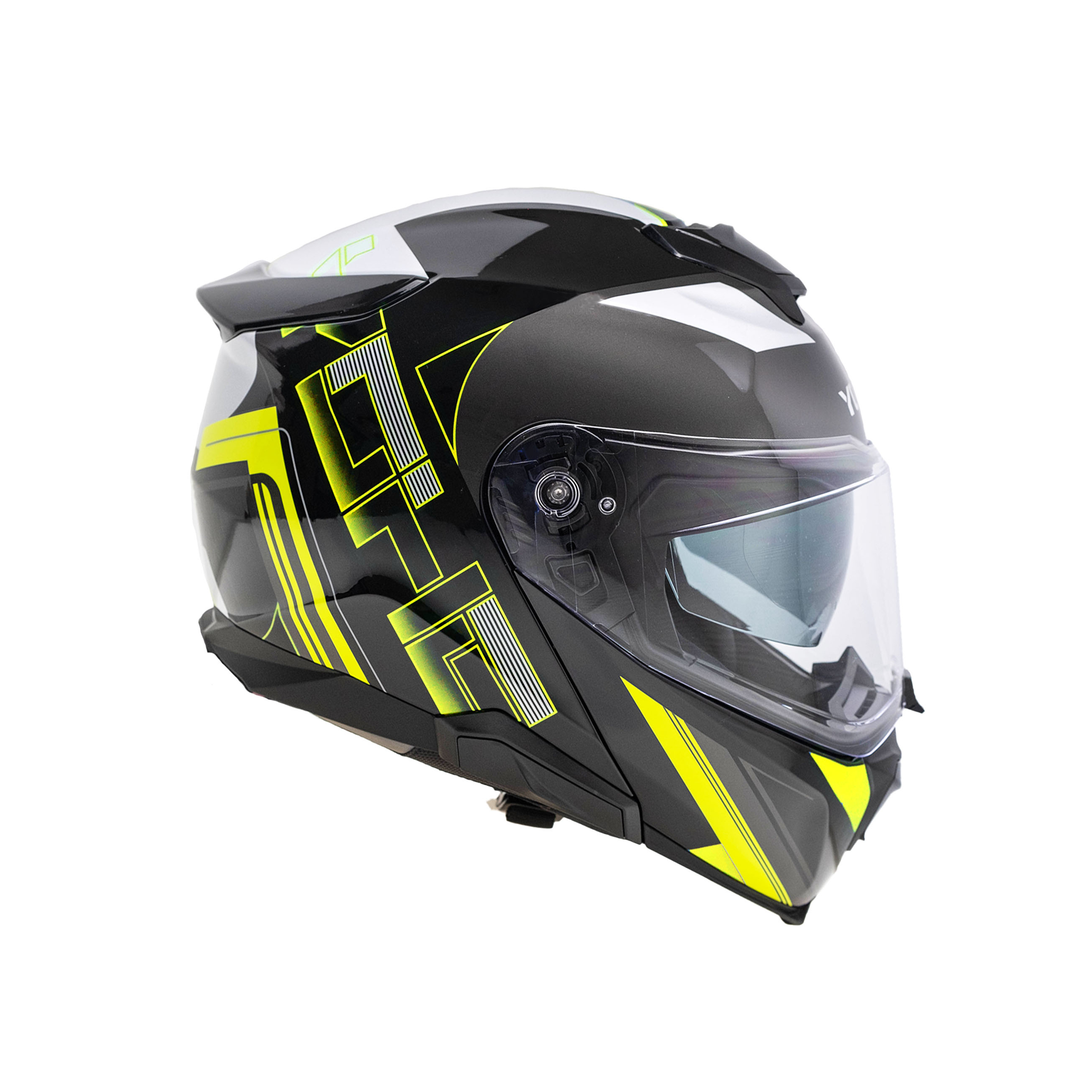 YOHE Výklopná moto přilba 937 Double Visor Černá Fluo