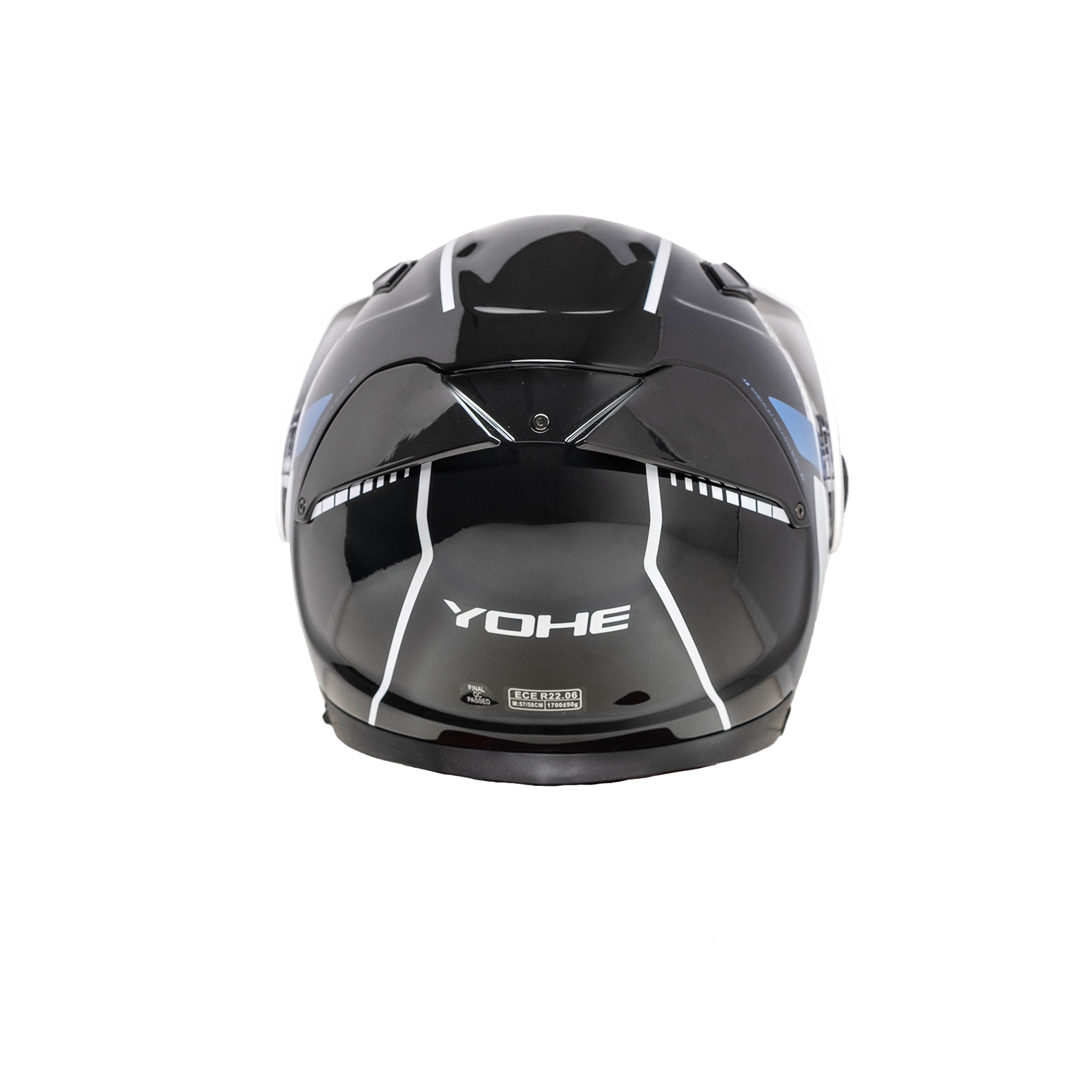 YOHE Enduro moto přilbaFG102 Double Visor Černá Bílá Modrá