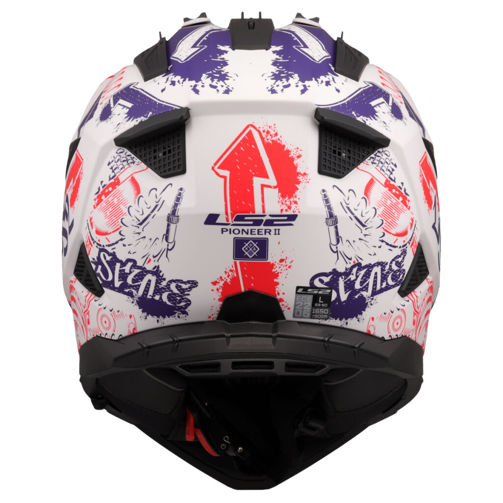 LS2 Enduro moto přilba MX702 PIONEER II FANTASY WHITE RED BLUE