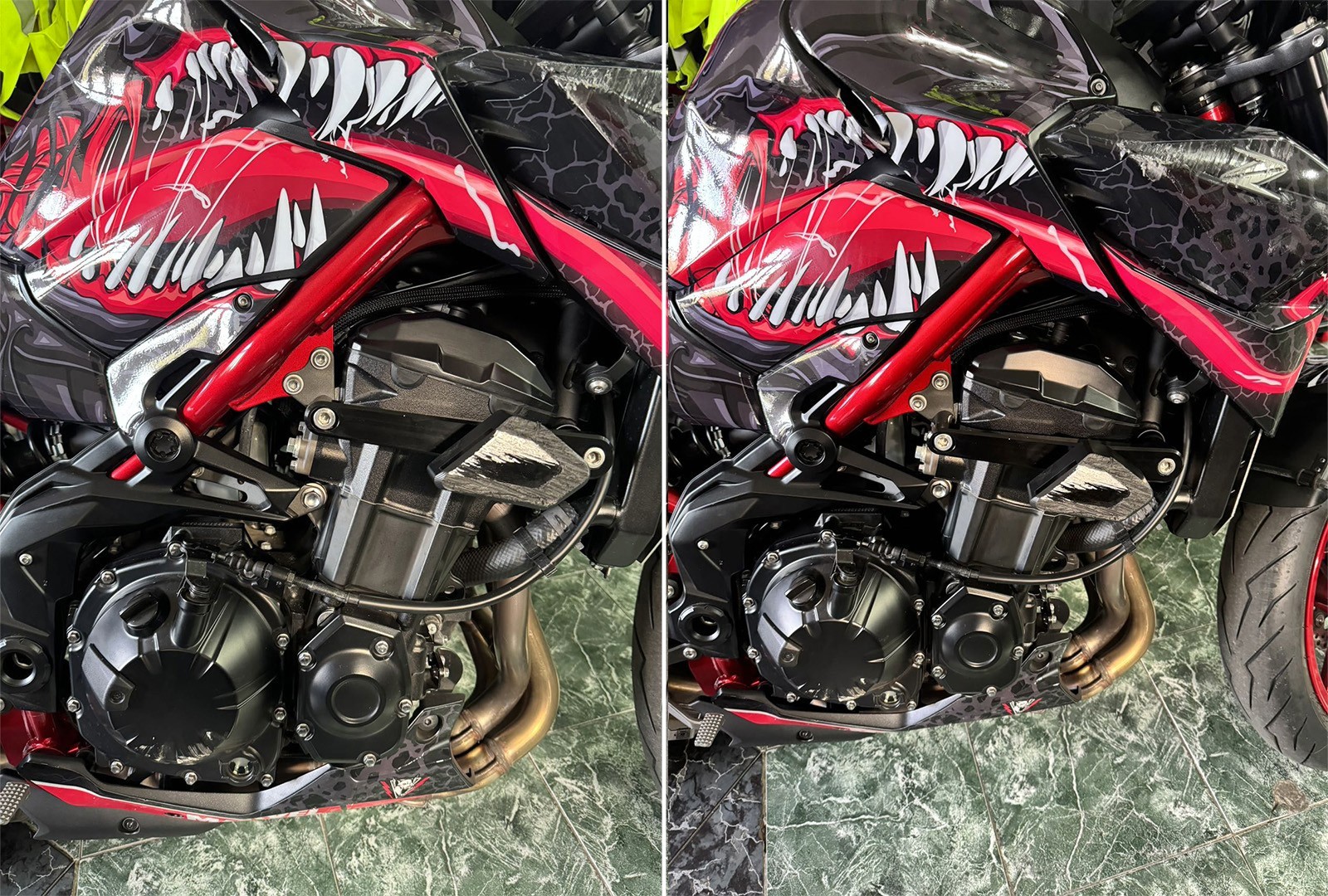 SEFIS TECH padací protektory Kawasaki Z900 2019-2025 červená