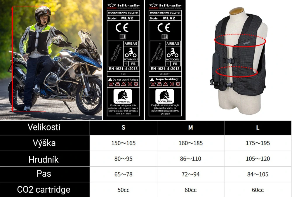 Airbagová motocyklová vesta Hit-Air MLV 2 černo-žlutá