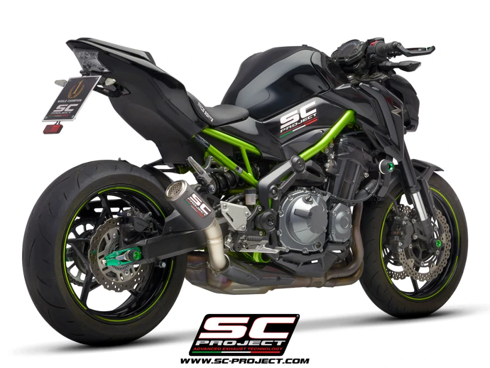 SC-PROJECT KAWASAKI Z900 A2 (2017-2020)Výfuk z uhlíkových vláken CR-T s mřížkou proti kamenům