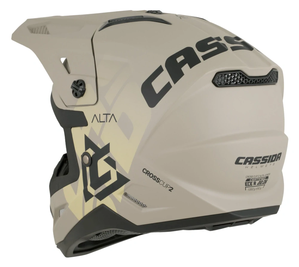 CASSIDA Dětská motocrosová přilba Cross Cup Alta Junior, písková/matná/šedá