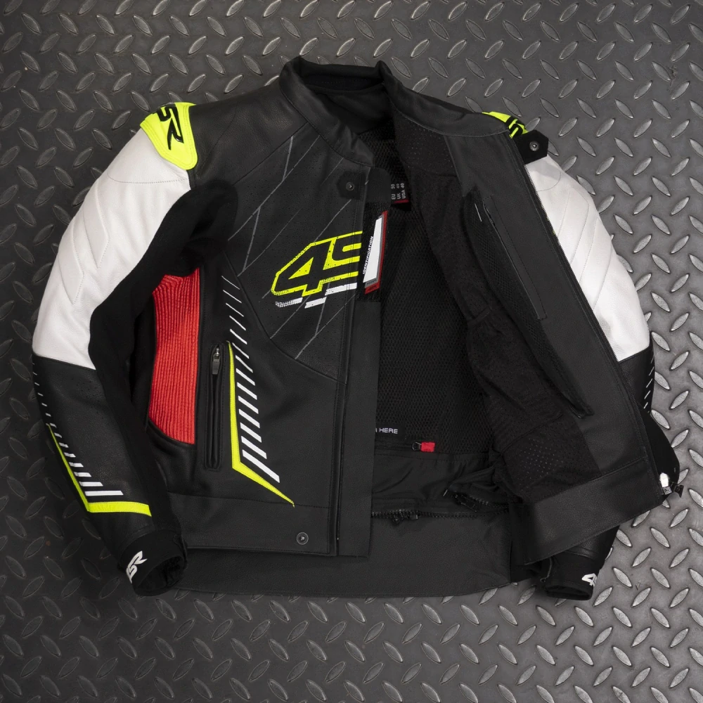 4SR Pánská kožená moto bunda Club Sport AR neon