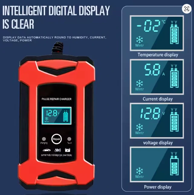 DB-Automatická nabíječka baterií 12 V / 6 A s LCD displejem a funkcí Pulse Repair DBNAB1