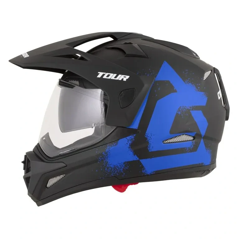 CASSIDA Enduro moto přilba Tour 2.0 CREW (černá matná/modrá) plexi s přípravou pro Pinlock