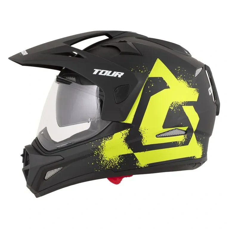 CASSIDA Enduro moto přilba Tour 2.0 CREW (černá matná/žlutá) plexi s přípravou pro Pinlock