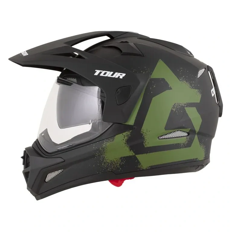 CASSIDA Enduro moto přilba Tour 2.0 CREW (černá matná/zelená) plexi s přípravou pro Pinlock