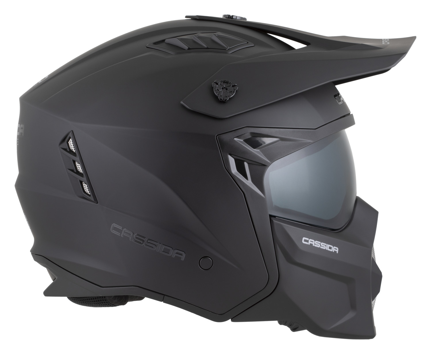 CASSIDA Moto helma CROSS COUNTRY Solid černá matná s odnímatelnou čelistí